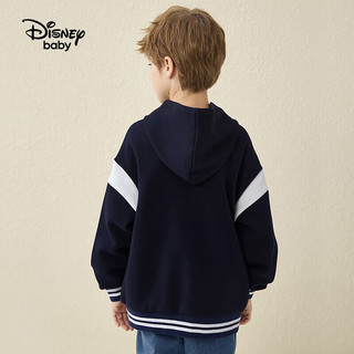 迪士尼（DISNEY）童装儿童男童针织连帽棒球服加绒外套DB331IE34藏青160