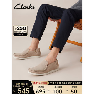 Clarks 其乐 男鞋轻夏系列春乐福鞋时尚帆船鞋舒适透气一脚蹬 灰色 261718077 40