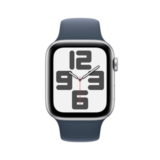Apple Watch SE 2023款智能手表蜂窝款44毫米银色铝金属表壳风暴蓝色运动型表带S/M MRHG3CH/A