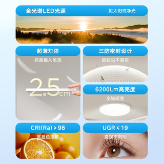 美的（Midea）客厅灯护眼吸顶灯 超薄卧室三防灯led全光谱灯具套餐 Natural S 一室一厅（圆）