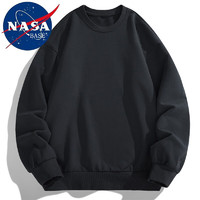 NASA BASE联名卫衣男秋冬季潮流纯色青少年圆领长袖t恤上衣服 WY00黑色（常规款） XL（125斤-140斤）