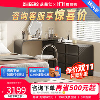 现代简约奶油风亚克力卧室梳妆台可伸缩储物斗柜家具SG01 炫酷黑-九斗梳妆台 30天发货