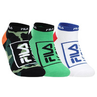 FILA 斐乐 官方袜子套装男女款三双套装耐磨透气运动袜 男袜（迷彩印花/白色/绿色） 均码