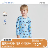 爱慕儿童（AIMER KIDS）男/女童棉印花儿童保暖内衣保暖裤打底内衣长袖上衣/长裤早秋 男上衣-小侦探 130