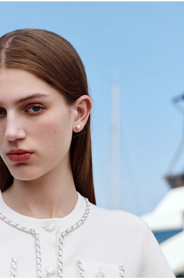 tsl谢瑞麟18k金珍珠耳钉女几何菱形彩金耳环耳饰bd326bd327菱形珍珠