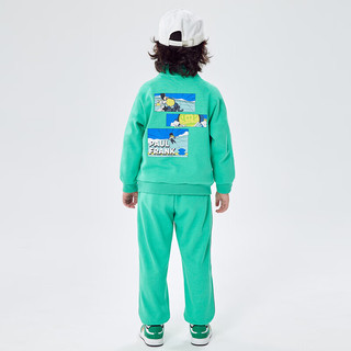 大嘴猴（PAUL FRANK）童装儿童加绒运动套装秋冬帅气立领外套保暖裤子两件套 绿色 150 