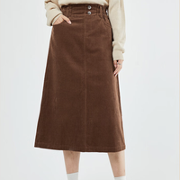 GIORDANO 佐丹奴 女士中长款半身裙 05463682 雨鼓棕 L