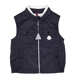 MONCLER 盟可睐 儿童藏青色徽标贴布 Tazer 夹克背心