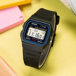 CASIO 卡西欧 手表 运动系列 多功能简约中性小方块学生情侣表儿童石英表 F-91W-1D