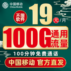 China Mobile 中国移动 福龙卡 2年19月租（185G流量+流量长期有效）赠40元E卡
