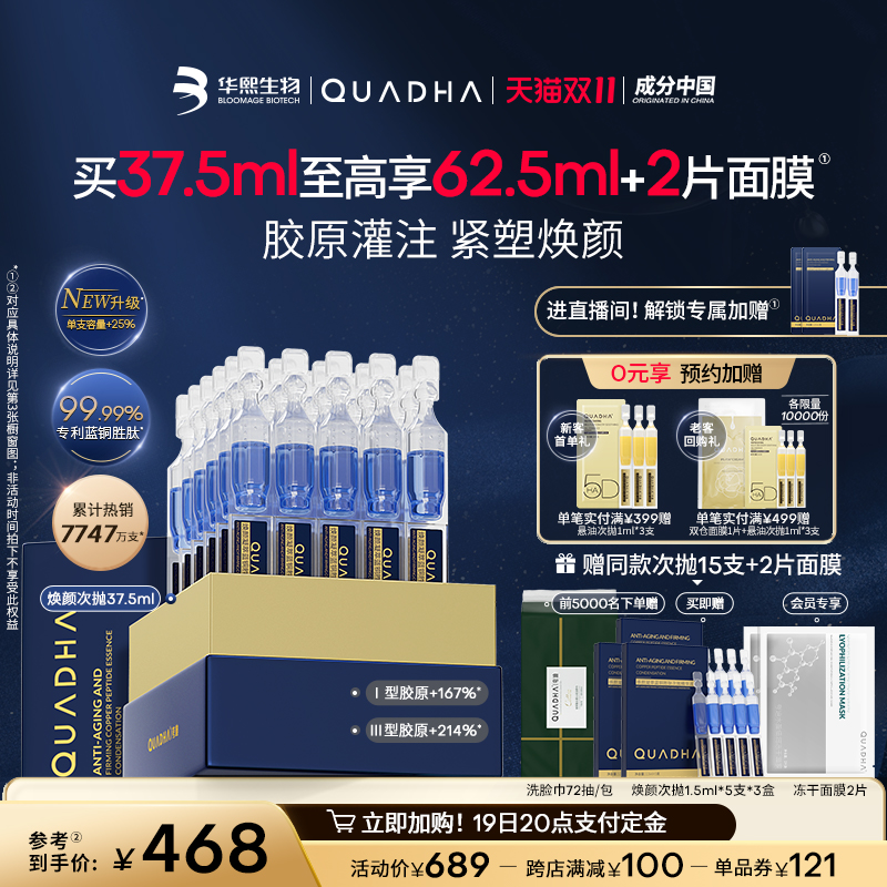 QuadHA 夸迪 焕颜凝萃蓝铜胜肽次抛精华液