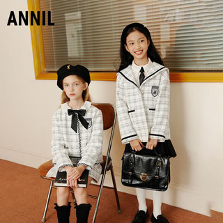 安奈儿（Annil）童装女童外套款时尚休闲风衣 白调花 120 