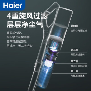 海尔（Haier） 家用吸尘器无线手持车载小型轻量吸尘机 四重过滤大吸力宠物猫毛地毯沙发 HZ-Q753G Plus-30分钟续航 711系列