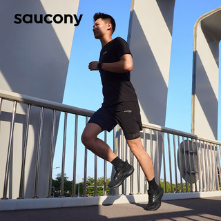 Saucony索康尼SURGE 2澎湃防泼水跑步鞋男女同款减震透气跑鞋黑色运动鞋 黑色3 44