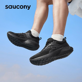 Saucony索康尼SURGE 2澎湃防泼水跑步鞋男女同款减震透气跑鞋黑色运动鞋 黑色3 44