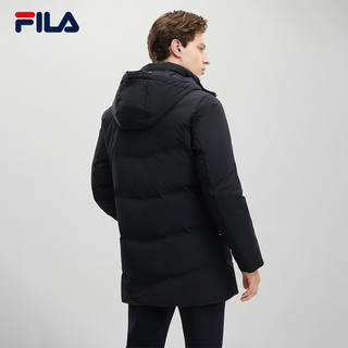 FILA 斐乐男士中长款羽绒服2023冬休闲基础保暖连帽上衣 传奇蓝-NV 190/108A/XXXL