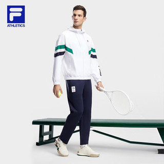 FILA 斐乐男士梭织外套2023冬简约宽松网球运动连帽上衣 玉石白-WT 180/100A/XL