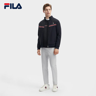 FILA 斐乐男士针织长袖外套2023冬基础简约休闲立领上衣 传奇蓝-NV 185/104A/XXL