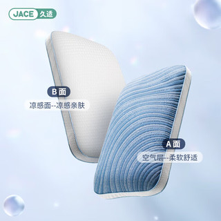 JaCe天然乳胶弹簧枕头芯颈椎枕侧睡防打呼噜成人礼盒蓝色一对装（低）