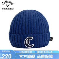 卡拉威（Callaway）高尔夫球帽男女同款针织帽时尚潮流防寒保暖golf球帽 5223669 蓝色