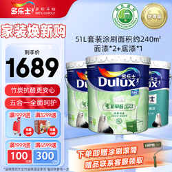 Dulux 多乐士 致悦竹炭抗甲醛净味5合1内墙乳胶漆 油漆涂料墙面漆A8146+A914套装 51L 哑光白色