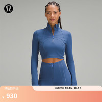 lululemon 丨Define 女士运动短款半拉链衫 *Luon™ LW3GZBS 沥青蓝 6