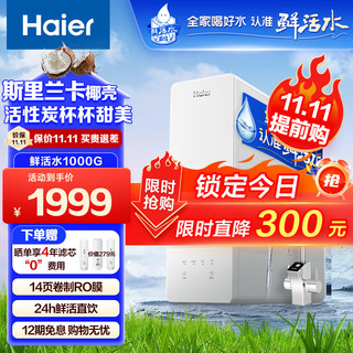 玉净鲜活水净水器家用净水机1000G RO反渗透直饮过滤器HRO10H99