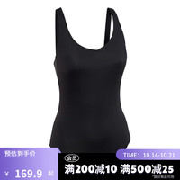 迪卡侬泳衣女夏连体游泳衣黑色优雅遮肚训练显瘦保守泳装IVL4 黑色 40/M