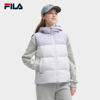 FILA 斐乐女士羽绒马甲2023冬时尚休闲基础撞色连帽上衣 标准白-WT 165/84A/M