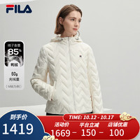 FILA 斐乐女士轻薄羽绒服基础休闲简约连帽上衣 蒸汽白-IV 175/92A/XL