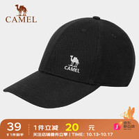 骆驼鸭舌帽软顶防晒帽子潮简约运动户外休闲棒球帽纯色夏季棒球帽 133SARC004，黑色