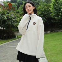 骆驼 CAMEL抓绒衣男户外短款套头上衣休闲保暖衣摇粒绒外套 橡木灰,男女同款 L