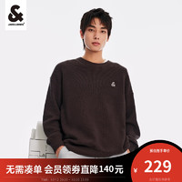 杰克·琼斯（JACK&JONES）秋季男装潮流毛衣oversized刺绣上衣毛衫舒适百搭纯色针织衫 黑砂色-E44 175/96A/M