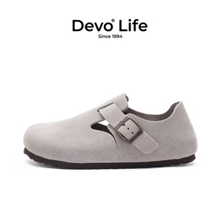 Devo 的沃 LifeDevo软木鞋穆勒休闲鞋时髦男鞋 67008 灰色反绒皮 43