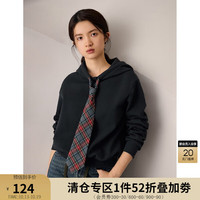 小个子休闲复古学院风连帽卫衣女美式慵懒短上衣