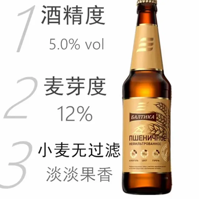 BAJITHKA/波罗的海小麦麦芽浑浊白啤酒 450ml*20瓶装俄罗斯