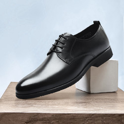 pierre cardin 皮尔·卡丹 一片式版面设计真皮鞋头层牛皮鞋系带德比鞋商务鞋男鞋