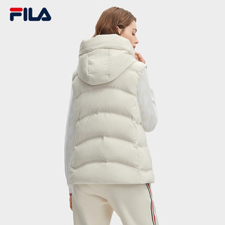 FILA 斐乐女士羽绒马甲2023冬休闲保暖基础简约连帽上衣 轻卡其-LK 170/88A/L