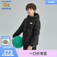 Skechers斯凯奇儿童羽绒服三防科技2023男女大童保暖防寒冬装L423K119 碳黑/0018 XL