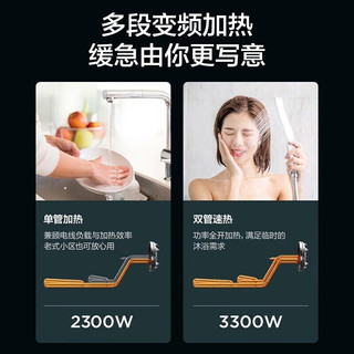 Midea 美的 电热水器一级能效省电出水断电镁棒3300W速热双管加热加长防电墙多段变频加热白鸽