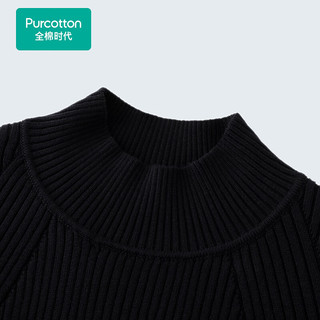 全棉时代（PurCotton）2023冬女士抗菌*针织衫 175/96A 黑色,1件装 黑色 155/S