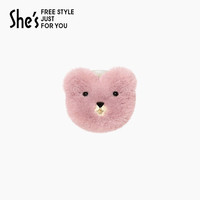 She's茜子轻简循迹感仿皮草可爱小熊抓夹鲨鱼夹后脑勺发夹发饰头饰发卡 粉色A0