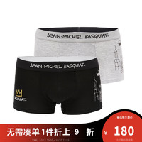 杰克·琼斯（JACK&JONES）秋舒适简约基础松紧透气二条装平角男士内裤223392004 浅花灰/黑色 170/90/S