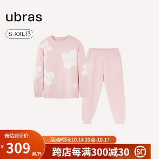 Ubras 愿望系列-有钱「花」半边绒家居服套装套装男女同款睡衣秋冬 冷桃粉色 S