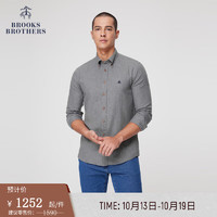 布克兄弟（BrooksBrothers）男士23新扣结领法兰绒修身美式休闲衬衫 0007-灰色 M