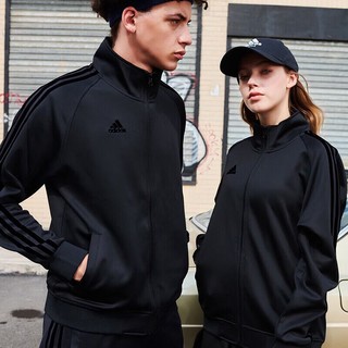 adidas 阿迪达斯 运动套装春秋开衫外套长裤两件套户外运动服 黑黑（春秋款） 2XL