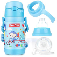 Fisher-Price 婴儿童水杯吸管杯一杯五用 蓝色300ML