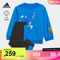 adidas阿迪达斯轻运动男婴童秋季印花运动圆领长袖套装IQ0987 空军蓝/黑色/黑色/空军蓝 92CM