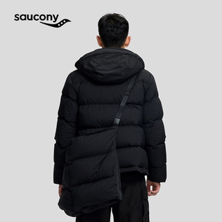 Saucony索康尼羽绒服男款一件多穿23年冬季长款白鸭绒羽绒服上衣 黑色 L