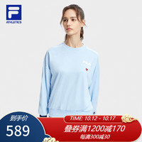 斐乐（FILA） 女子针织套头衫简约宽松网球运动卫衣 幻冰蓝-LB 160/80A/S